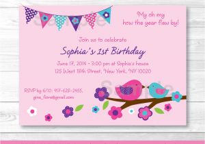 Birthday Invitation Template Editable Spring Bird Printable Birthday Invitation Editable Pdf Ebay