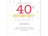 Birthday Invitation Template for Word 40th Birthday Invitation Template Word