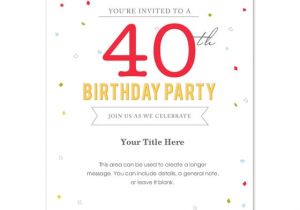 Birthday Invitation Template for Word 40th Birthday Invitation Template Word