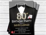 Birthday Invitation Template Man Casino 80th Birthday Invitation Adult Man Birthday by
