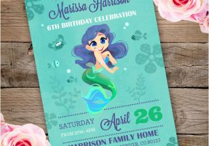 Birthday Invitation Template Mermaid Mermaid Birthday Party Invitation Template Edit with