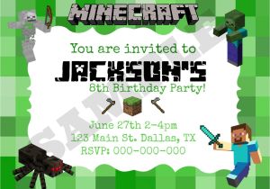 Birthday Invitation Template Minecraft Minecraft Invitation Templates