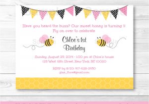 Birthday Invitation Template Pdf Pink Bumble Bee Printable Birthday Invitation Editable Pdf