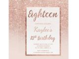 Birthday Invitation Template Rose Gold Faux Rose Gold Glitter Elegant Chic 18th Birthday