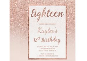 Birthday Invitation Template Rose Gold Faux Rose Gold Glitter Elegant Chic 18th Birthday
