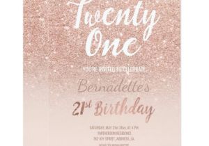 Birthday Invitation Template Rose Gold Faux Rose Gold Glitter Ombre 21st Birthday Invitation