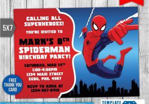 Birthday Invitation Template Spiderman Spiderman Invitation Birthday Invitation Psd by
