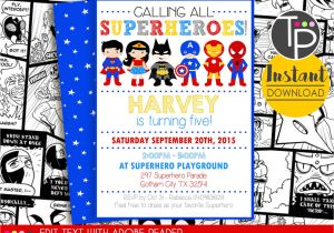 Birthday Invitation Template Superhero Superhero Party Invitation Instant Download Superhero