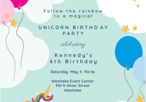 Birthday Invitation Template Whatsapp Unicorns Rainbows Birthday Invitation Template Free