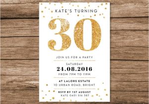 Birthday Invitation Templates Digital Gold 30th Birthday Invitation A6 Digital File Printable