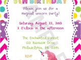 Birthday Invitation Templates Digital Rainbow Unicorn Birthday Invitation Digital File Party