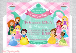 Birthday Invitation Templates Etsy Princess Tea Party Invitation Birthday Invite Disney Etsy