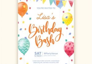 Birthday Invitation Templates Evite Watercolor Style Birthday Invitation Template Vector