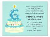 Birthday Invitation Templates for 6 Year Old Boy 6th Birthday Cake Invitation