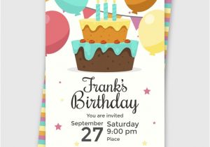 Birthday Invitation Templates Vector Free Download Children 39 S Birthday Invitation Template with Cake Vector