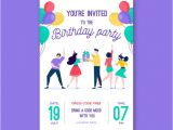Birthday Invitation Templates Vector Free Download Flat Design Birthday Invitation Template Vector Free