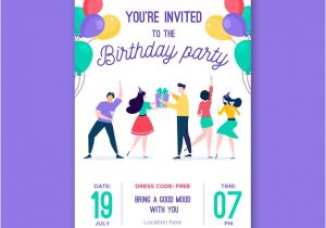 Birthday Invitation Templates Vector Free Download Flat Design Birthday Invitation Template Vector Free