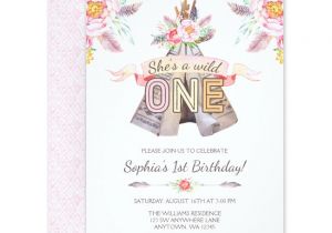 Birthday Invitation Templates Wild One Floral Boho Tribal Teepee Wild One 1st Birthday