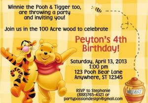 Birthday Invitation Templates Winnie Pooh Winnie the Pooh Invitation by Partypassiondesign On Etsy