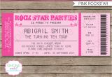 Birthday Invitation Ticket Template Free Rockstar Birthday Party Ticket Invitations Template Pink