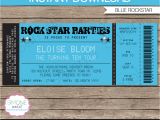 Birthday Invitation Ticket Template Free Rockstar Party Ticket Invitation Template Blue Birthday