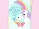 Birthday Invitation Vector Template Children 39 S Birthday Invitation Template with Unicorn