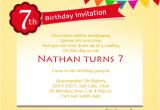 Birthday Invitation Wording for 7 Year Old Boy 7th Birthday Party Invitation Wording Wordings and Messages