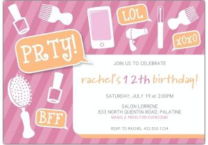Birthday Invitation Wording for Teenage Party Girly Party Tween Birthday Party Invitations Paperstyle
