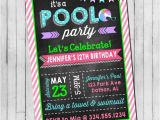 Birthday Invitation Wording for Teenage Party Pool Party Birthday Invitation Girl Teen Pool Party Beach