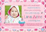 Birthday Invitation Wordings for 1 Year Old Sweet Cupcake Birthday Invitation Cute Polka Dots 1 Year