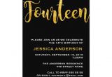 Birthday Invitations 14 Year Old Party Gold Glitter Fourteenth 14th Birthday Invitation Teens