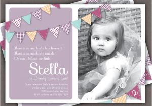 Birthday Invite Wording for 1 Year Old Bunting Invitation Printable Invite 1 Year Old 2 Year