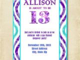 Birthday Invite Wording for 9 Year Old Girl 13th Birthday Party Invitation Purple Aqua by