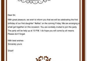 Birthday Party Invitation Letter Template Birthday Invitation Letter Sample