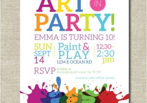 Birthday Party Invitation Template Art Free Art Party Invitation Painting Party Art Birthday Party