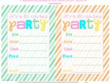 Birthday Party Invitation Template Bnute Productions Free Printable Striped Birthday Party