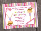 Birthday Party Invitation Template Gymnastics Gymnastics Birthday Invitations