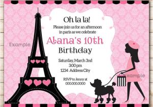 Birthday Party Invitation Template In French Pink Paris French Poodle Printable Party Invitation