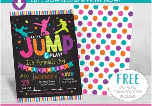 Birthday Party Invitation Template Trampoline Jump Birthday Invitation Trampoline Party Invite Bounce