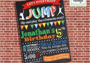 Birthday Party Invitation Template Trampoline Trampoline Birthday Party Invitation Jump Invite Chalkboard