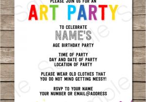 Birthday Party Invitation Templates Editable Art Party Invitations Template Art Party Art Party