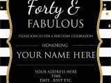 Birthday Party Invitation Templates Editable forty Fabulous 40th Birthday Invitation Template Psd