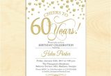 Birthday Party Invitations for 60 Year Old 60th Birthday Invitation Any Age Cheers to 60 Years Gold