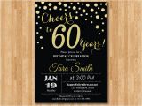 Birthday Party Invitations for 60 Year Old 60th Birthday Invitation Gold Glitter Cheers to 60 Years