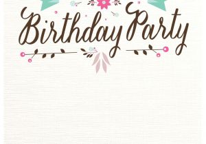 Birthday Party Invitations Free Templates Flat Floral Free Printable Birthday Invitation Template