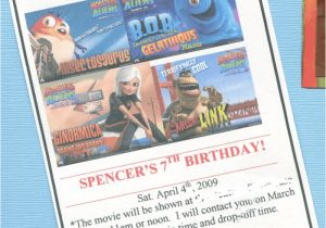Birthday Party Invite Wording Drop Off Great 7 Year Old Birthday Party Idea Go Out to the Movies