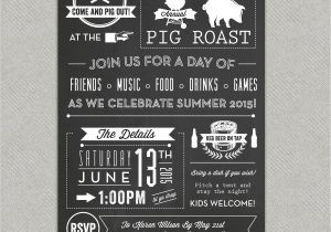 Birthday Pig Roast Invitations Chalkboard Pig Roast Party Invitation Birthday Summer