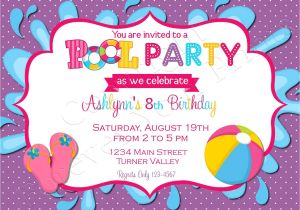 Birthday Pool Party Invitation Ideas Pool Party Birthday Invitation Free Thank You Card
