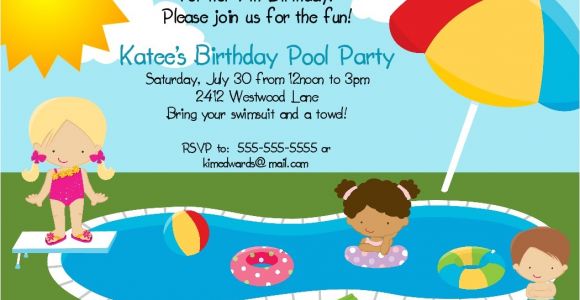 Birthday Pool Party Invitation Wording Bear River Greetings Pool Party Birthday Invitation
