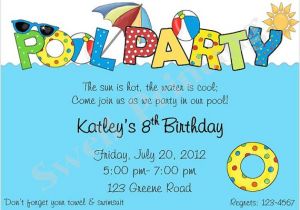 Birthday Pool Party Invitation Wording Pool Party Invitation Pool Birthday Invitation Swimming